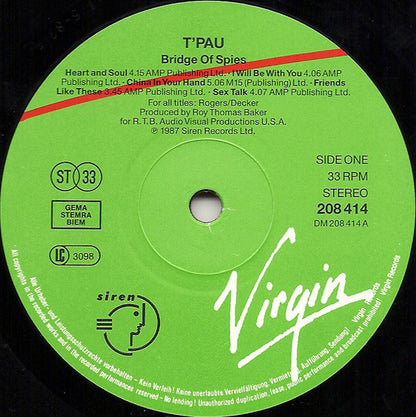 T'Pau : Bridge Of Spies (LP, Album)