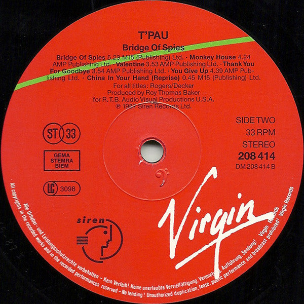 T'Pau : Bridge Of Spies (LP, Album)