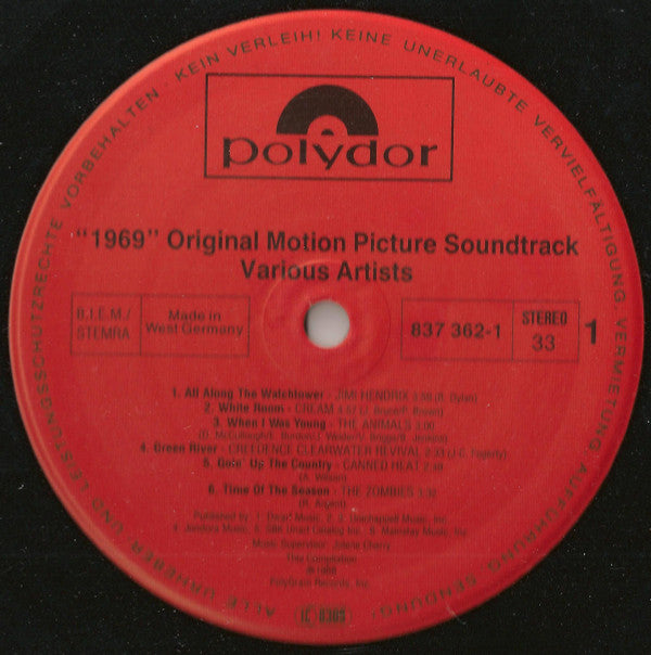 Various : 1969 - The Original Motion Picture Soundtrack (LP, Comp)