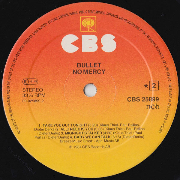Bullet (17) : No Mercy (LP, Album)
