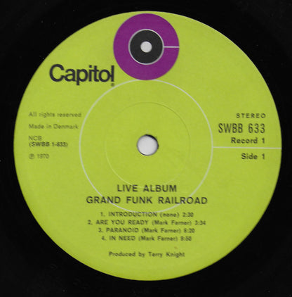 Grand Funk* : Live Album (2xLP, Album)