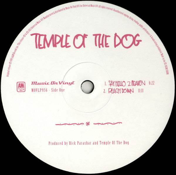Temple Of The Dog : Temple Of The Dog (LP + LP, S/Sided, Etch + Album, RE, 180)