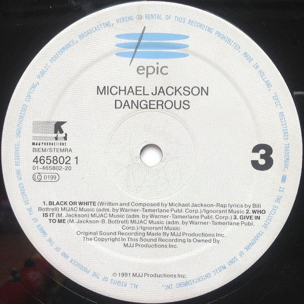 Michael Jackson : Dangerous (2xLP, Album)