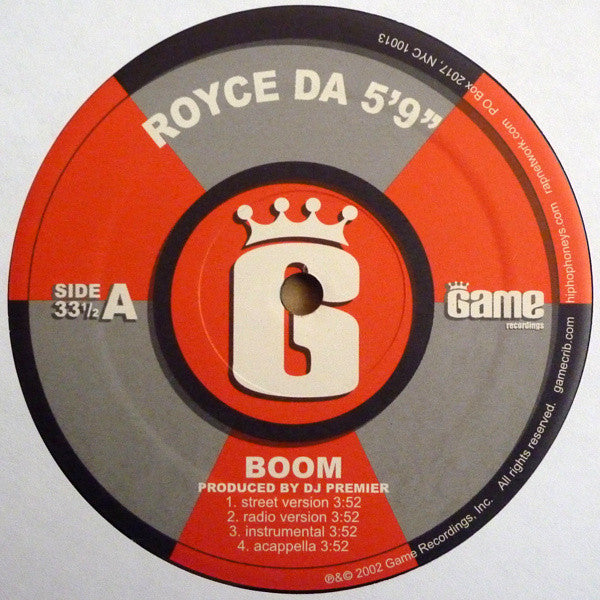 Royce Da 5'9" : Boom / Soldier's Story (12", RE)