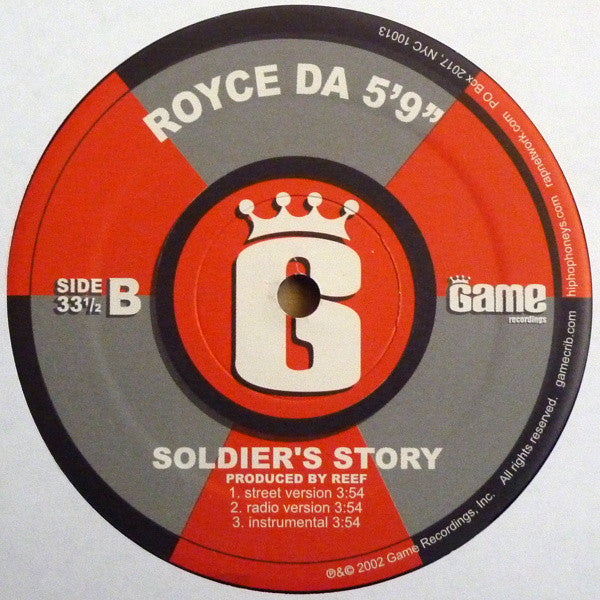 Royce Da 5'9" : Boom / Soldier's Story (12", RE)