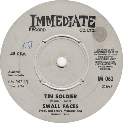 Small Faces : Tin Soldier / I Feel Much Better (7", Single)