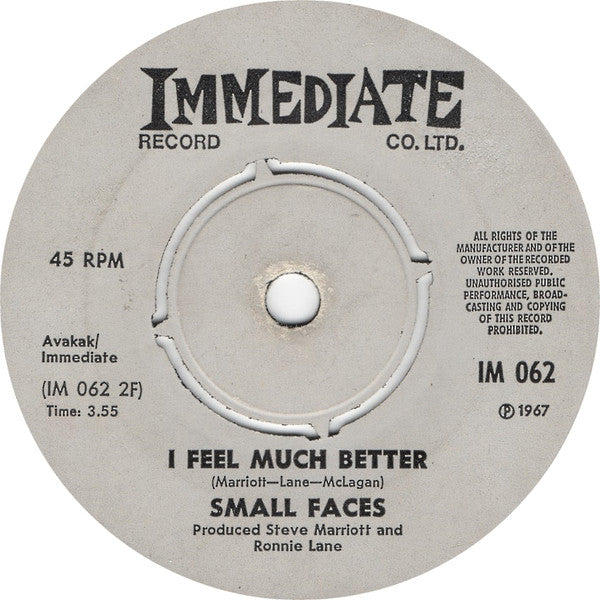 Small Faces : Tin Soldier / I Feel Much Better (7", Single)