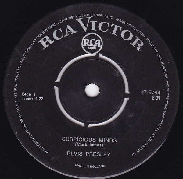 Elvis Presley : Suspicious Minds (7", Single)