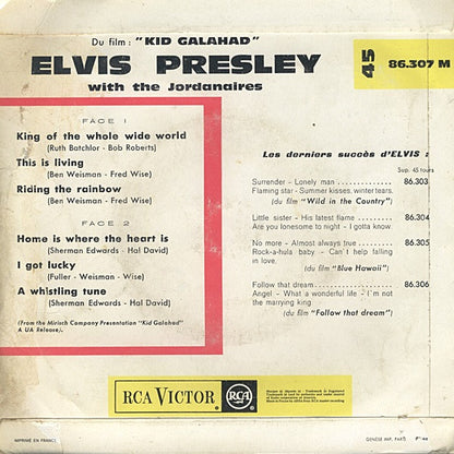 Elvis Presley With The Jordanaires : Elvis Presley In Kid Galahad / Six Great Songs (7", EP, Mono)
