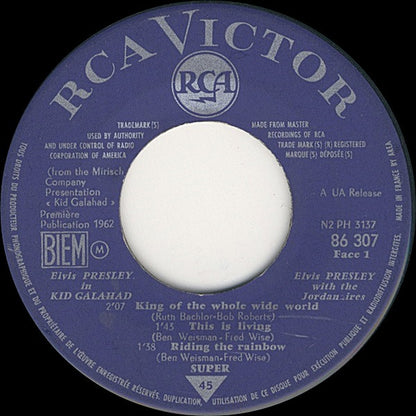 Elvis Presley With The Jordanaires : Elvis Presley In Kid Galahad / Six Great Songs (7", EP, Mono)