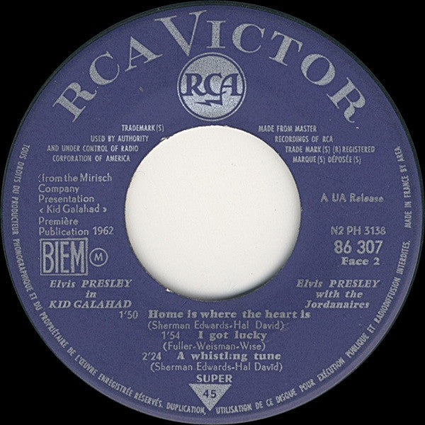 Elvis Presley With The Jordanaires : Elvis Presley In Kid Galahad / Six Great Songs (7", EP, Mono)