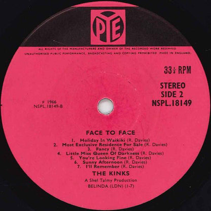 The Kinks : Face To Face (LP, Album)