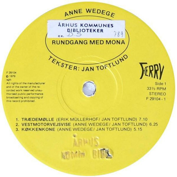 Anne Wedege Tekster Af Jan Toftlund : Rundgang Med Mona (LP)