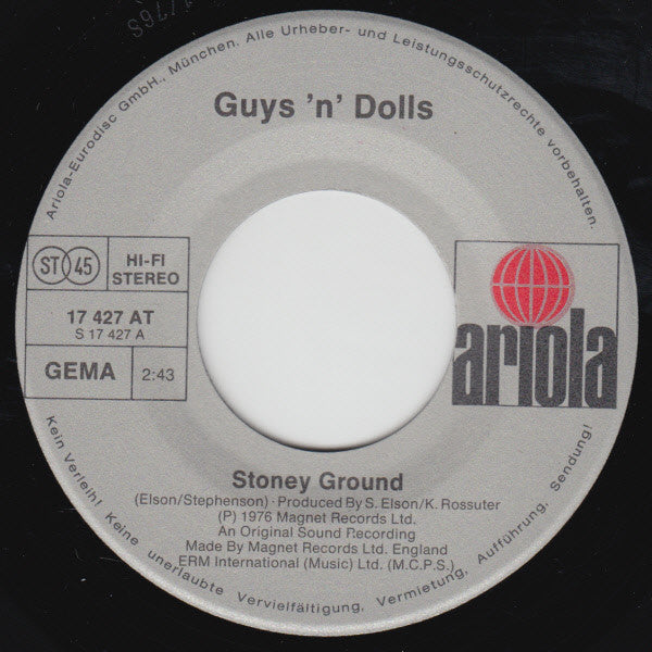 Guys 'n Dolls : Stoney Ground (7", Single)