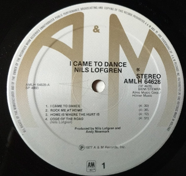 Nils Lofgren : I Came To Dance (LP, Album)