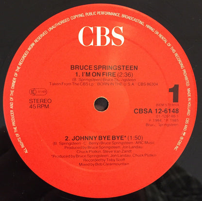 Bruce Springsteen : I'm On Fire (12", Maxi, Red)