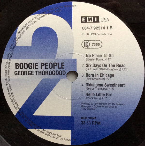 George Thorogood And The Destroyers* : Boogie People (LP, Album)