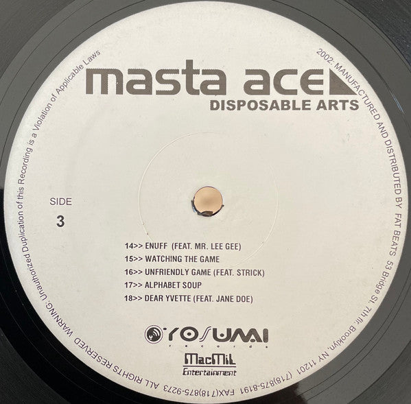 Masta Ace : Disposable Arts (2xLP, Album, RE)