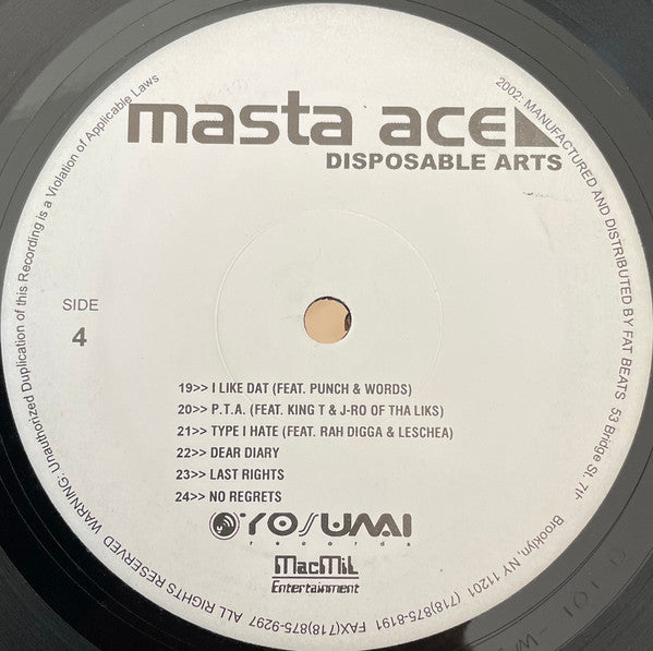 Masta Ace : Disposable Arts (2xLP, Album, RE)