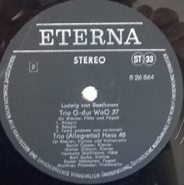 Ludwig van Beethoven, Tast* · Suske* · Olbertz*, Casper* · Hähnchen*, Wolffram* · Pfaender* : Flötensonate B-dur Anh. 4 / Violinrondo G-dur WoO 41 / Klaviertrios G-dur WoO 37 / Es-dur Hess 48 (LP)