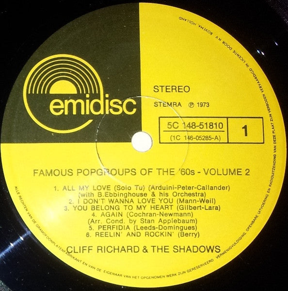 Cliff Richard & The Shadows : Famous Popgroups Of The '60s Vol. 2 (2xLP, Comp, RE, Gat)