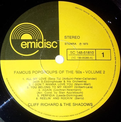 Cliff Richard & The Shadows : Famous Popgroups Of The '60s Vol. 2 (2xLP, Comp, RE, Gat)