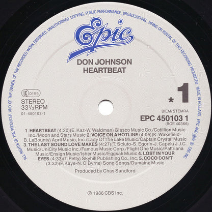Don Johnson : Heartbeat (LP, Album, Gat)