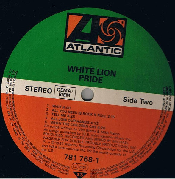 White Lion : Pride (LP, Album)