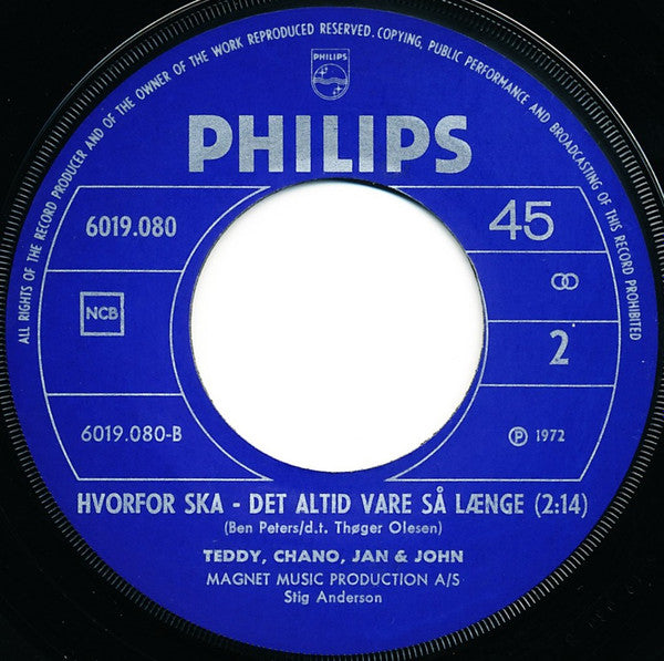 Teddy, Chano, Jan & John : Jeg Vil Bo På Vesterbro (7", Single)