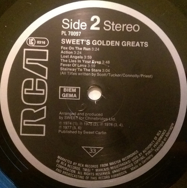 The Sweet : The Golden Greats (LP, Comp, RE)