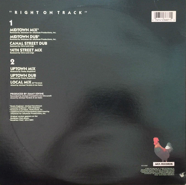 Breakfast Club : Right On Track (12", Single, Pic)