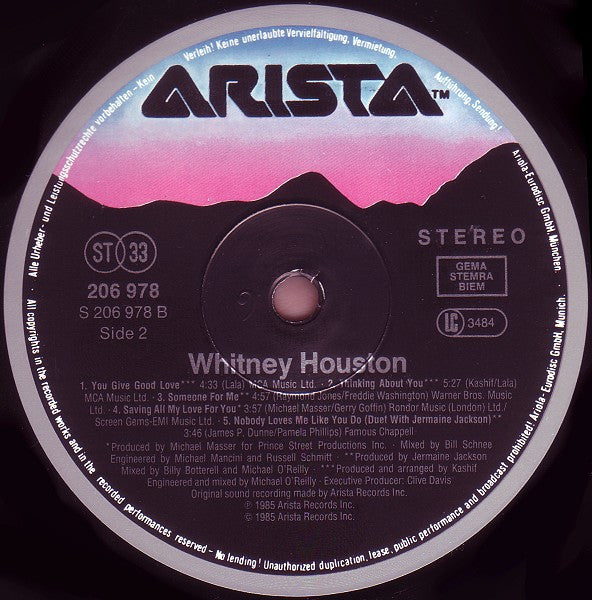 Whitney Houston : Whitney Houston (LP, Album, RE)