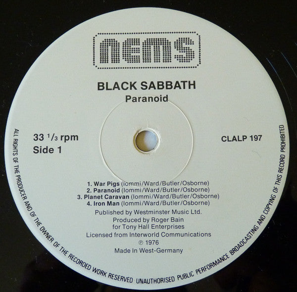 Black Sabbath : Paranoid (LP, Album, RE)
