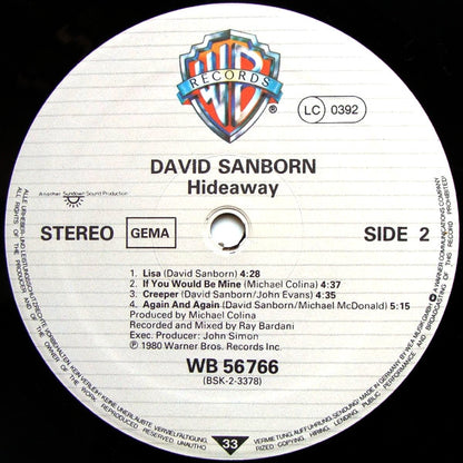 David Sanborn : Hideaway (LP, Album, RE)