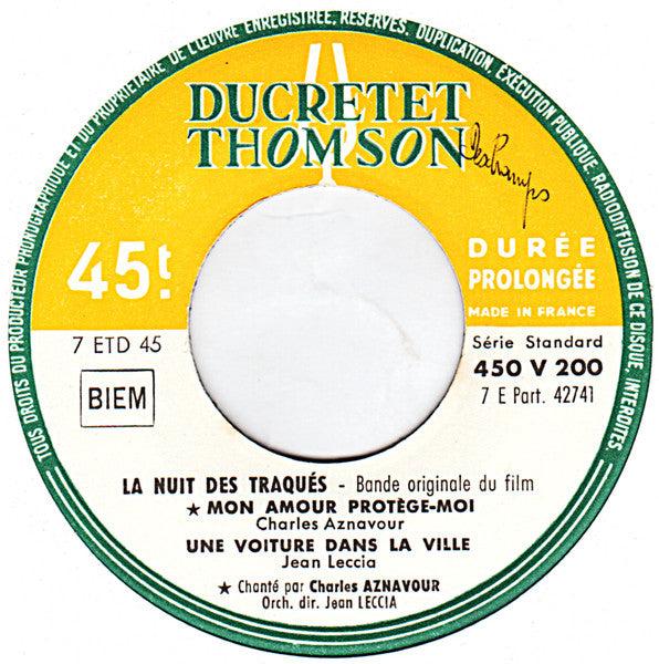 Jean Leccia - Charles Aznavour : La Nuit Des Traqués (7", EP)