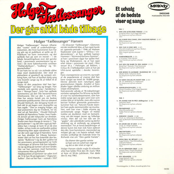 Holger "Fællessanger" Hansen : Der Går Altid Både Tilbage (LP, Comp)