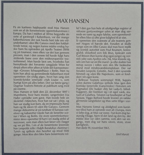 Max Hansen : Åh, Louise (LP, Comp)