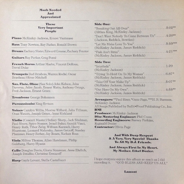 Lamont Dozier : Out Here On My Own (LP, Album, San)