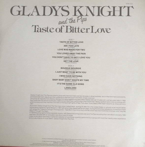 Gladys Knight And The Pips : Taste Of Bitter Love (LP, Comp)