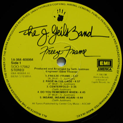 The J. Geils Band : Freeze-Frame (LP, Album)