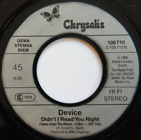 Device (2) : Who Says (7", Single)