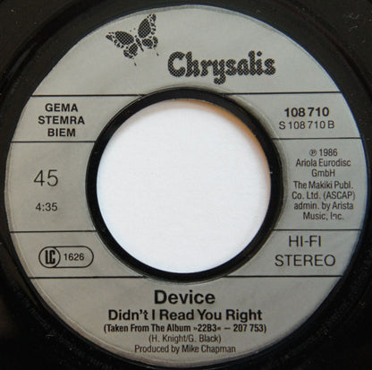 Device (2) : Who Says (7", Single)
