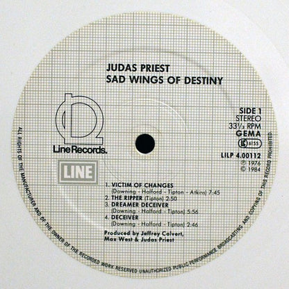 Judas Priest : Sad Wings Of Destiny (LP, Album, RE, Whi)