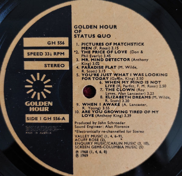 Status Quo : Golden Hour Of Status Quo (LP, Comp)