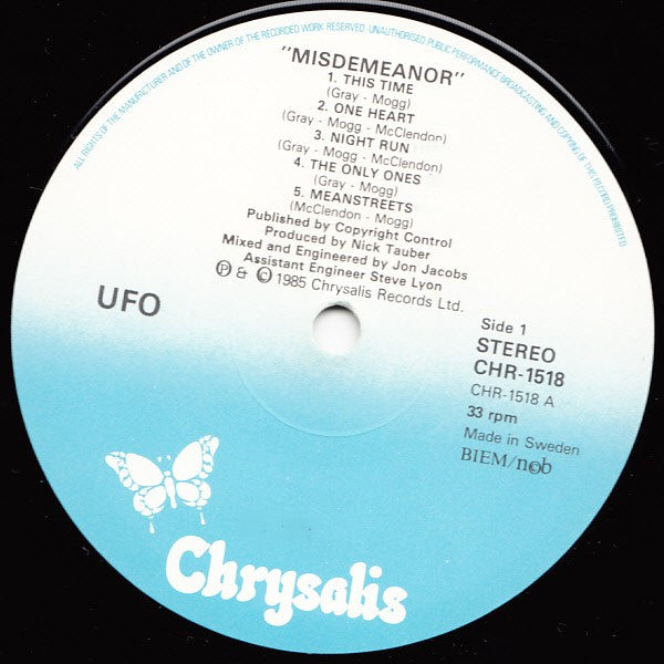 UFO (5) : Misdemeanor (LP, Album)