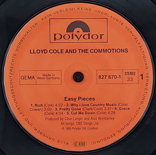 Lloyd Cole & The Commotions : Easy Pieces (LP, Album)