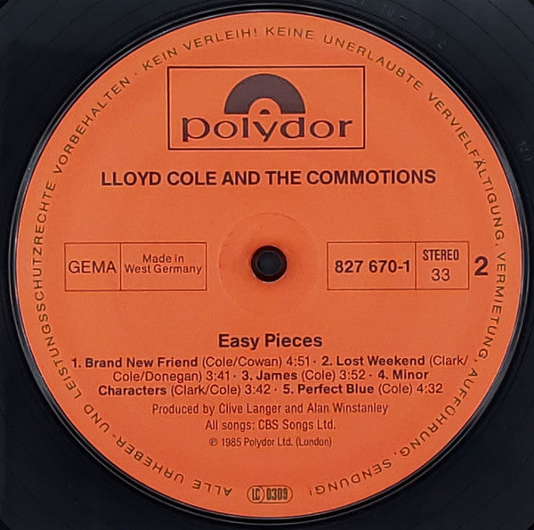 Lloyd Cole And The Commotions* : Easy Pieces (LP, Album)