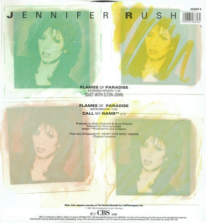 Jennifer Rush Duet With Elton John : Flames Of Paradise (Extended Version) (12", Single)