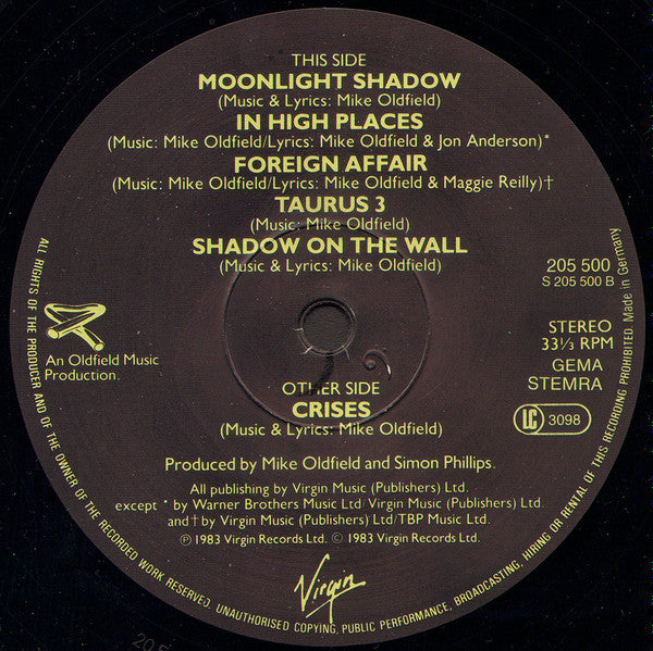 Mike Oldfield : Crises (LP, Album, RE)