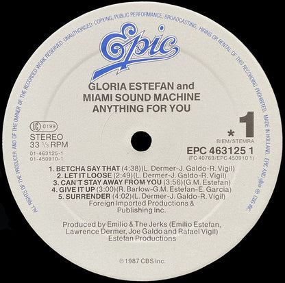 Gloria Estefan And Miami Sound Machine* : Anything For You (LP, Album)